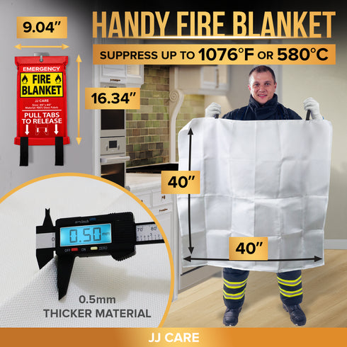 JJ CARE Fire Blanket – Pack of 5 + Gloves + Hook *New*